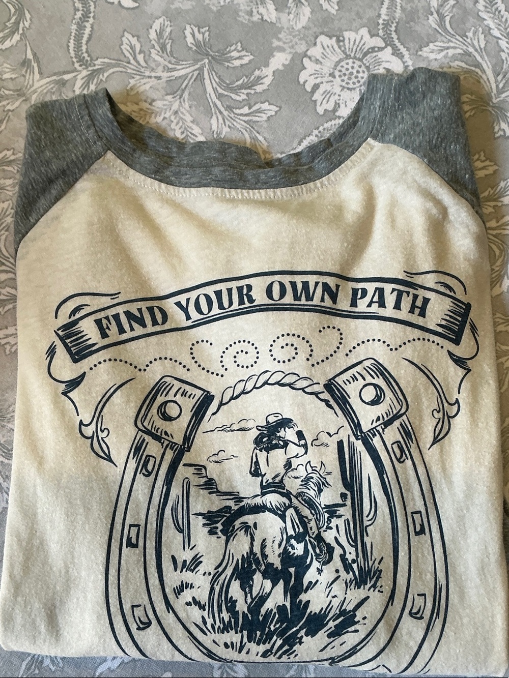 Ariat “Find Your Own Path” Raglan tee Shirt with Western Graphic